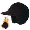 Winter Beanie with Brim and Ear Flaps Outdoor Warm Fleece Lined Knit Hat Trendy Casual Outdoor Running Knit Hat For Men Women