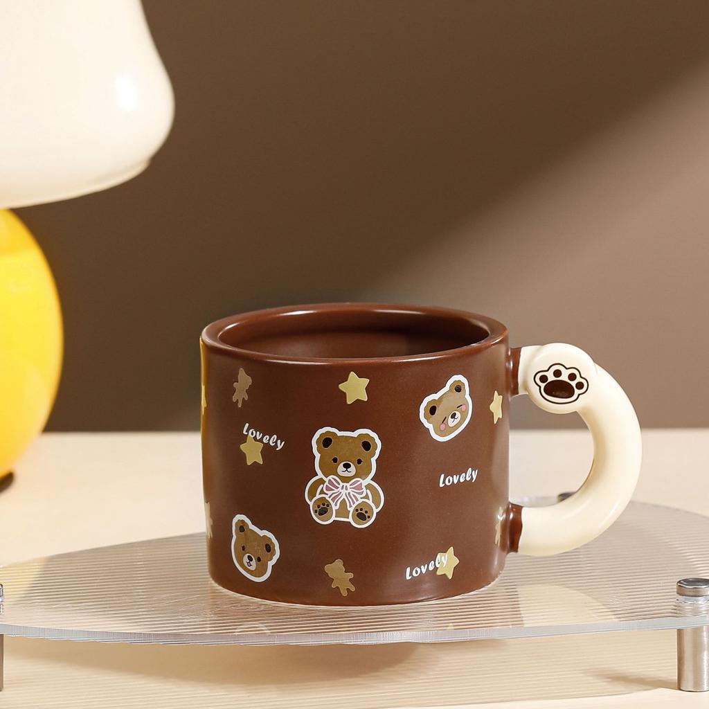 Roztomilý roztomilý medvídek Single Cup Kreslená dívka Keramický šálek Vysoce vypadající domácí Hrnek odolný vůči vysoké teplotě Malý dárek Kelímek na vodu