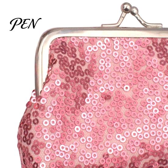 Metal Hinge Coin Case Women Purse, with And Kiss-lock Design, Lightweight Portable Purse Mini Wallet, Sequined Glitter Vintage Pouch for Coins