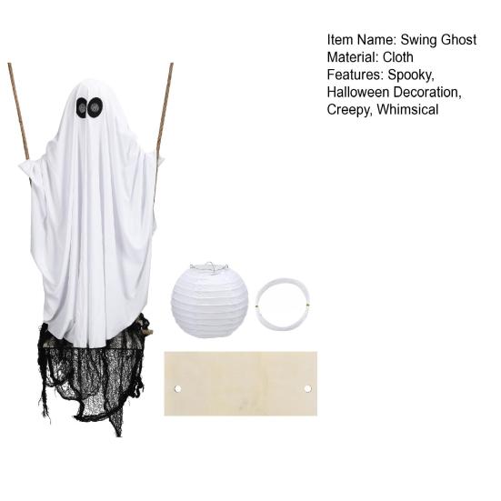 Halloween Ghost on A Swing Outdoor Decoration 63" Large Swinging Ghost Decor for Party Haunted House Outside Lawn Yard Decor