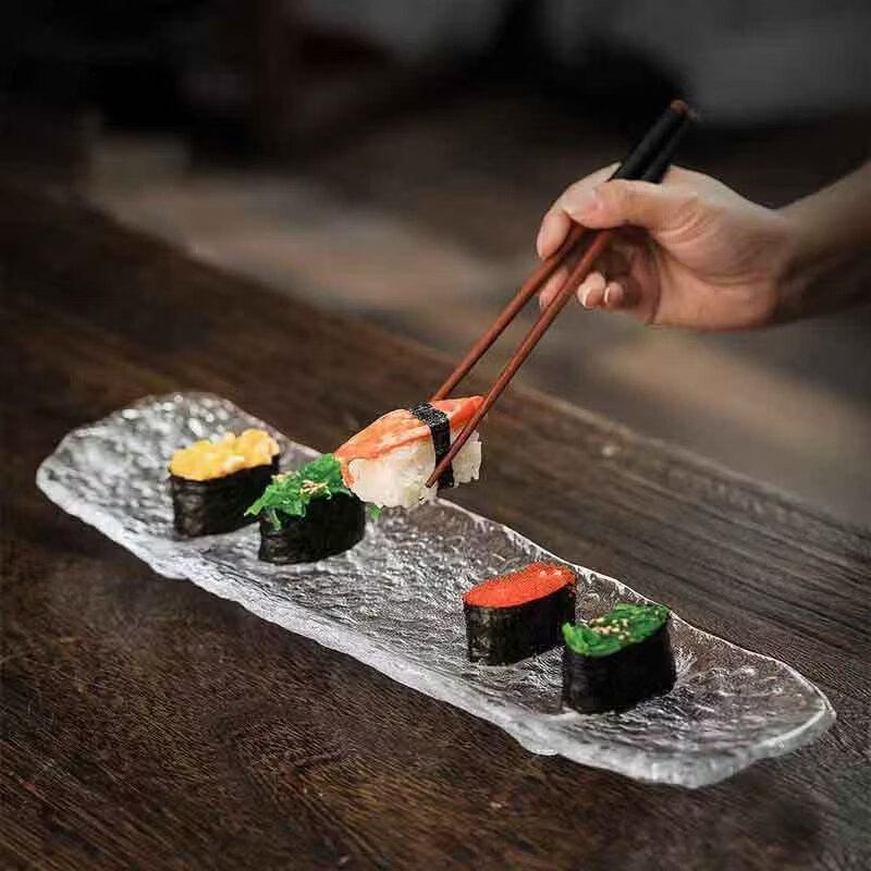 Japanese Crystal Glass 3-Compartment Serving Tray