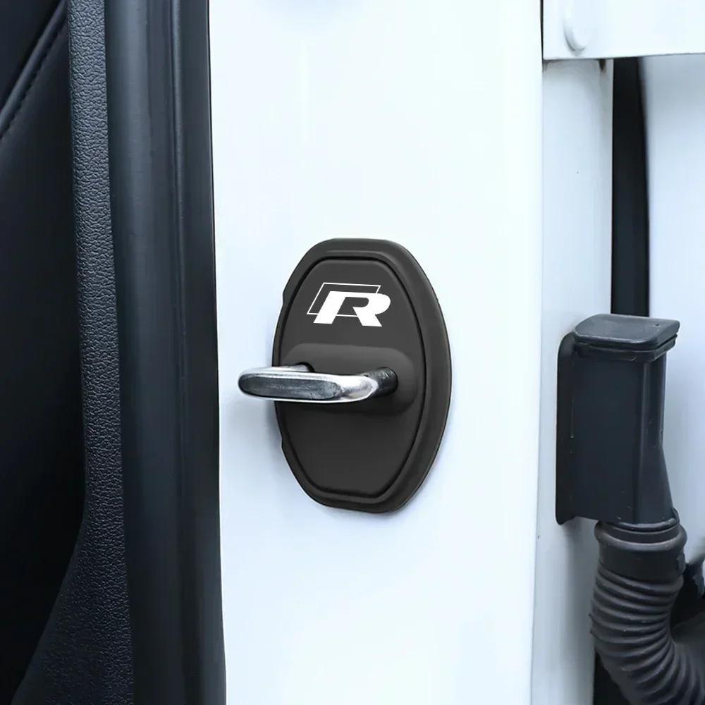 2/4Pcs Silicone Car Door Lock Cover Protective Decoration Case For Volkswagen Golf 4 Passat B8 B5 VW Sharan Polo 6R Tiguan Rline