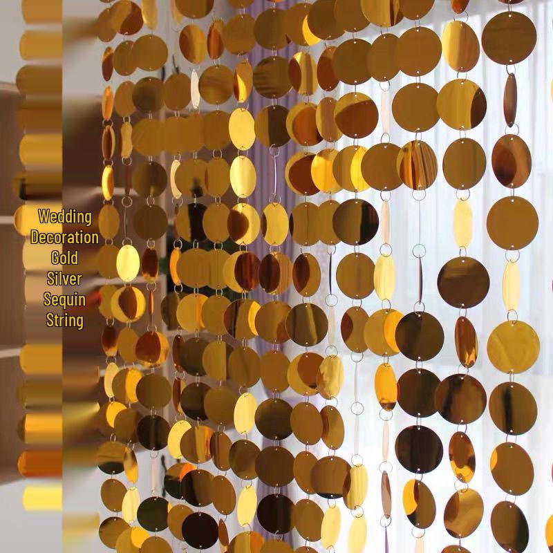 Goldene & Silberne Hochzeits-Hängeornamente: Pailletten, Leuchtende Vorhänge, Perlenketten