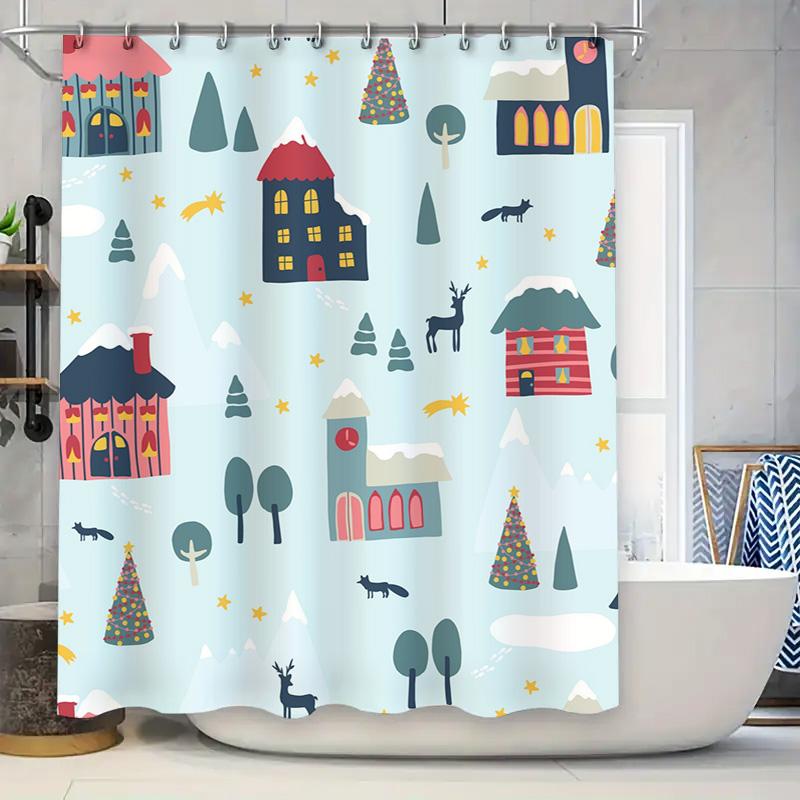 Tu Cute Forest Animals Shower Curtain Woodland Deer Fox Nature Bathroom Decor Set Waterproof Fabric Backdrop