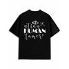 European Sizes Men'S Black T-Shirts Featuring The Tiny Human Tamer Design, Ideal for Summer Gifts. Stylish, Printed, Perfect for Casual Wear