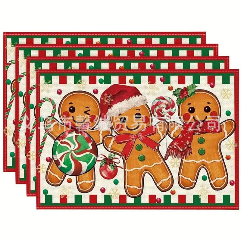 Washable Linen Snowman & Snowflake Christmas Placemats - Holiday Table Decorations