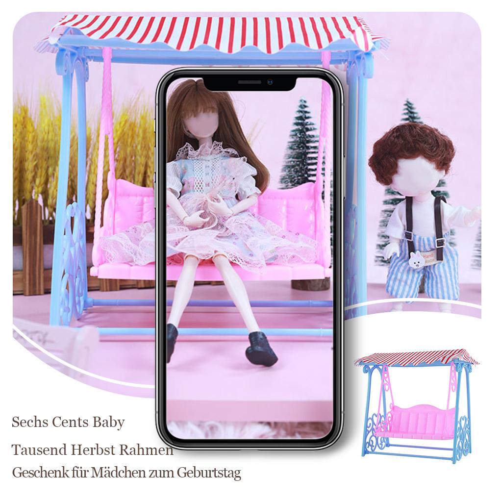Toy Swing with Canopy Model Swinging Chair Dollhome Decoration Furniture Interactive Early Learning Birthday Gift
