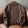 Mens Genuine Leather Jacket Short Slim Fit American Style Bomber Flight Jacket Top Grain Cowhide Autumn Winter Coat