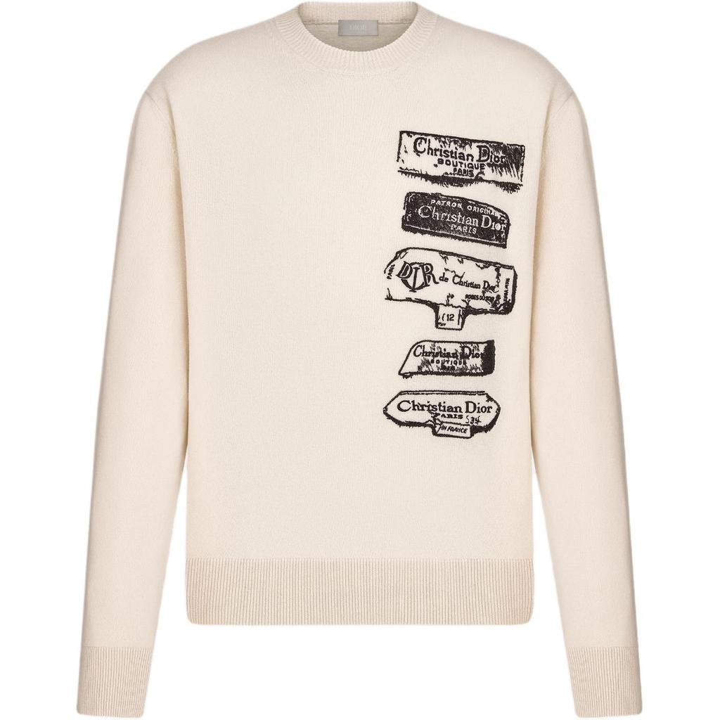DIOR Sweaters Men's White Crew Neck Moderate Other 513M663A2007-C089