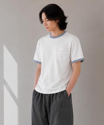 CUSTOMUS Men'S Sorona Contrast Ribbed Short Sleeve T-Shirt Cxs26Mkrt507 Whi