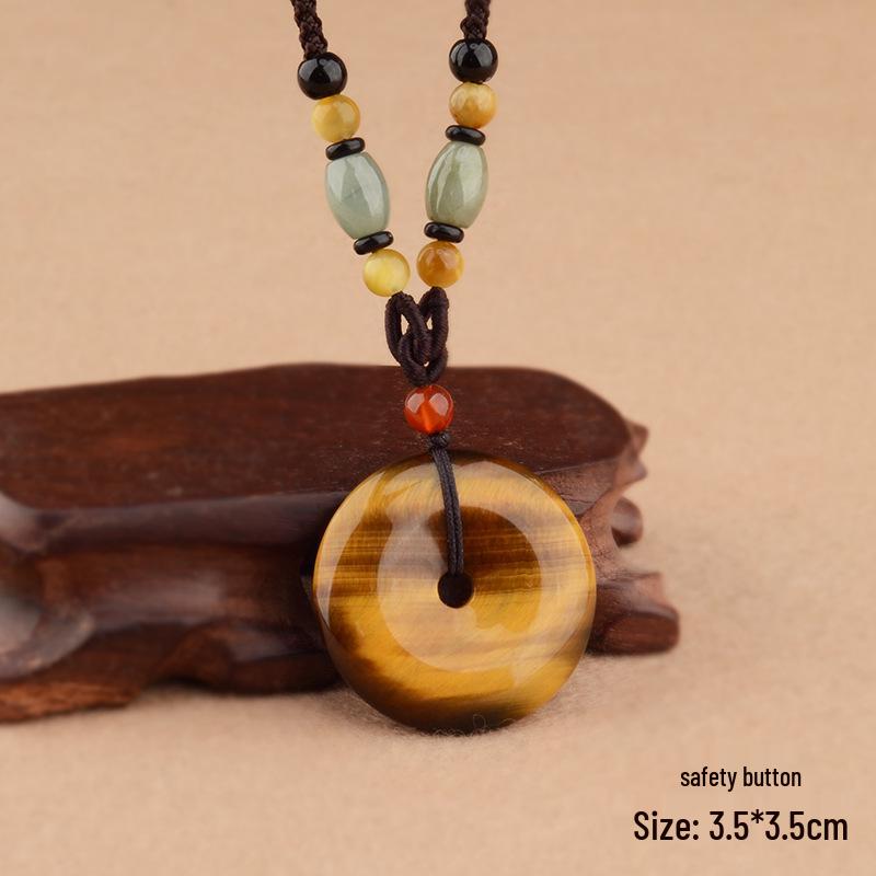 Natural Yellow Tiger Eye Pendant Necklace with Pixiu  Crystal Sweater Chain - Wealth Attraction Accessory