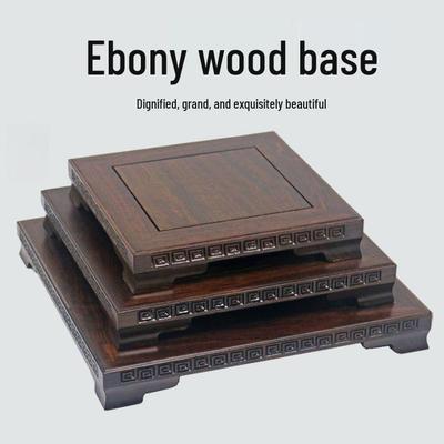 Ebony Solid Wood Base Tray for Ornaments, Vase, Bonsai, Buddha Statue, or Fish Tank.