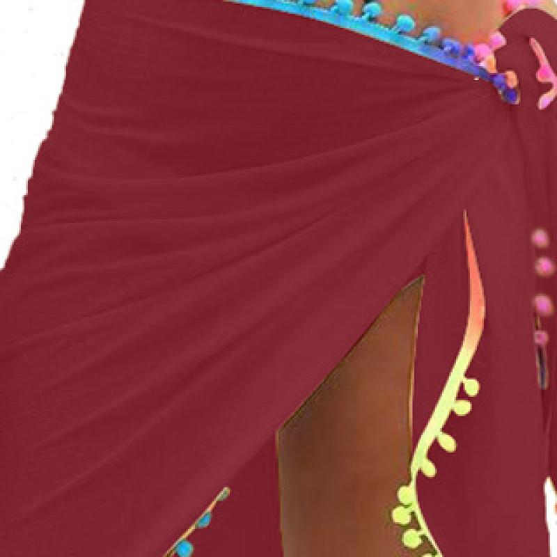 Europe And The United States Colorful Tassel Gauze Cage Splicing Beach Skirt Strappy Bustier Skirt
