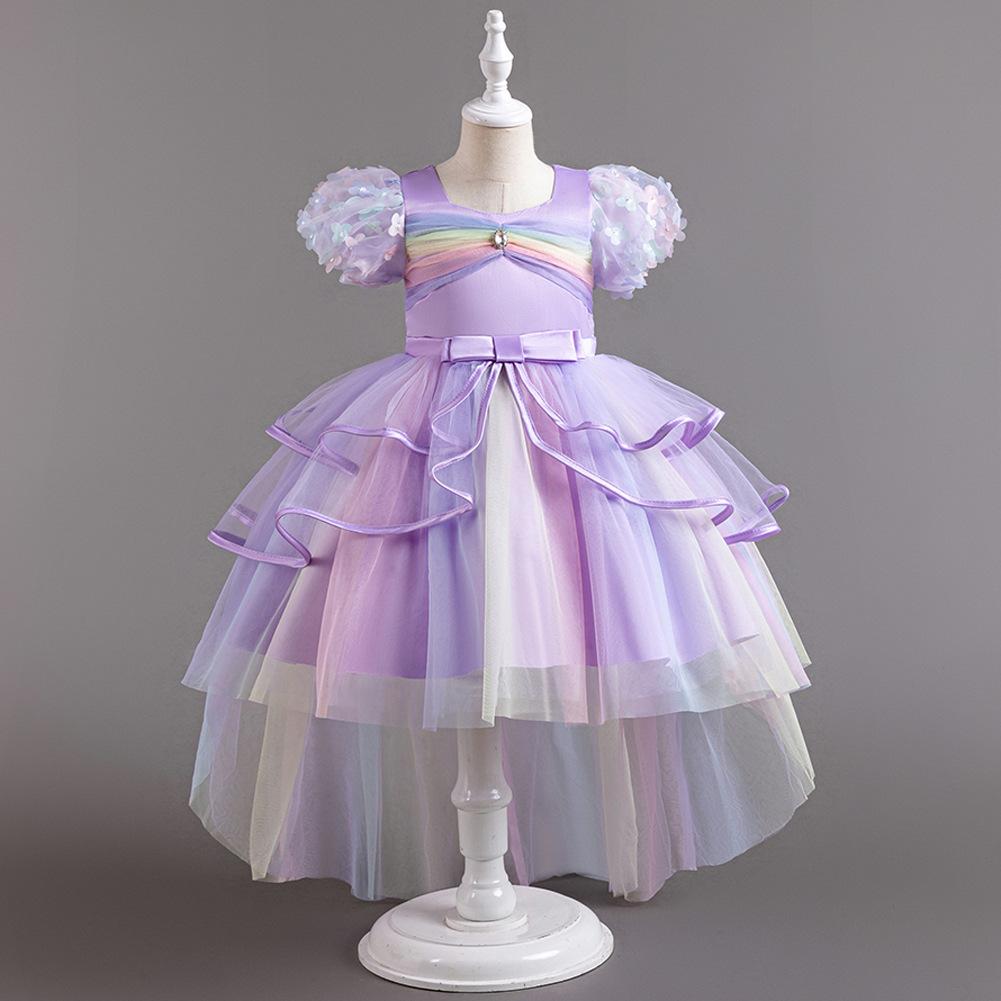 Children's Puffy Gown Dress Rainbow Mesh Tailored Cake Dress Girl's Performance Princess Dress 926 Little Girl's Favourite Dress Dresses