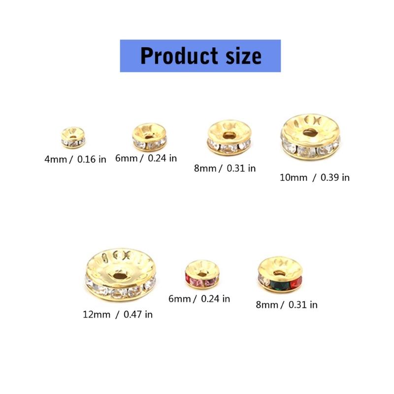 Rhinestones Rondelle Spacer Beads Delicate Rondelle Beads with Sparkling Crystals for Elegant Jewelry Creations