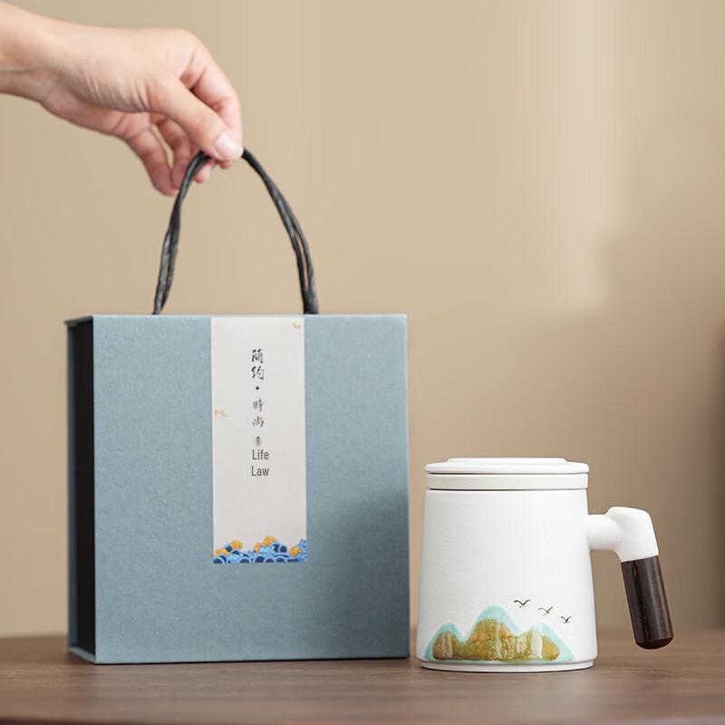 Yipan Ceramic Tea Set with Mountain Bird Mug
