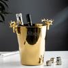 Fashionable and creative ice bucket Stainless steel golden hammer pattern ice bucket red wine champagne ice wine barrel