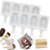 4Pcs Large Silicone Popsicle Molds Set,4 Cavities Oval Cake Pop Ice Cream Bar Molds,Homemade Ice Making Kit Ice Cream Mold 6