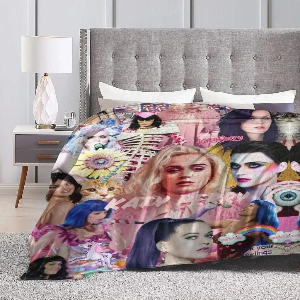 Katy Perry Pretty Flannel Blankets Quality Super Warm Muisc Tour Poster Throw Blanket Winter Travel Office Chair Cute Bedspread