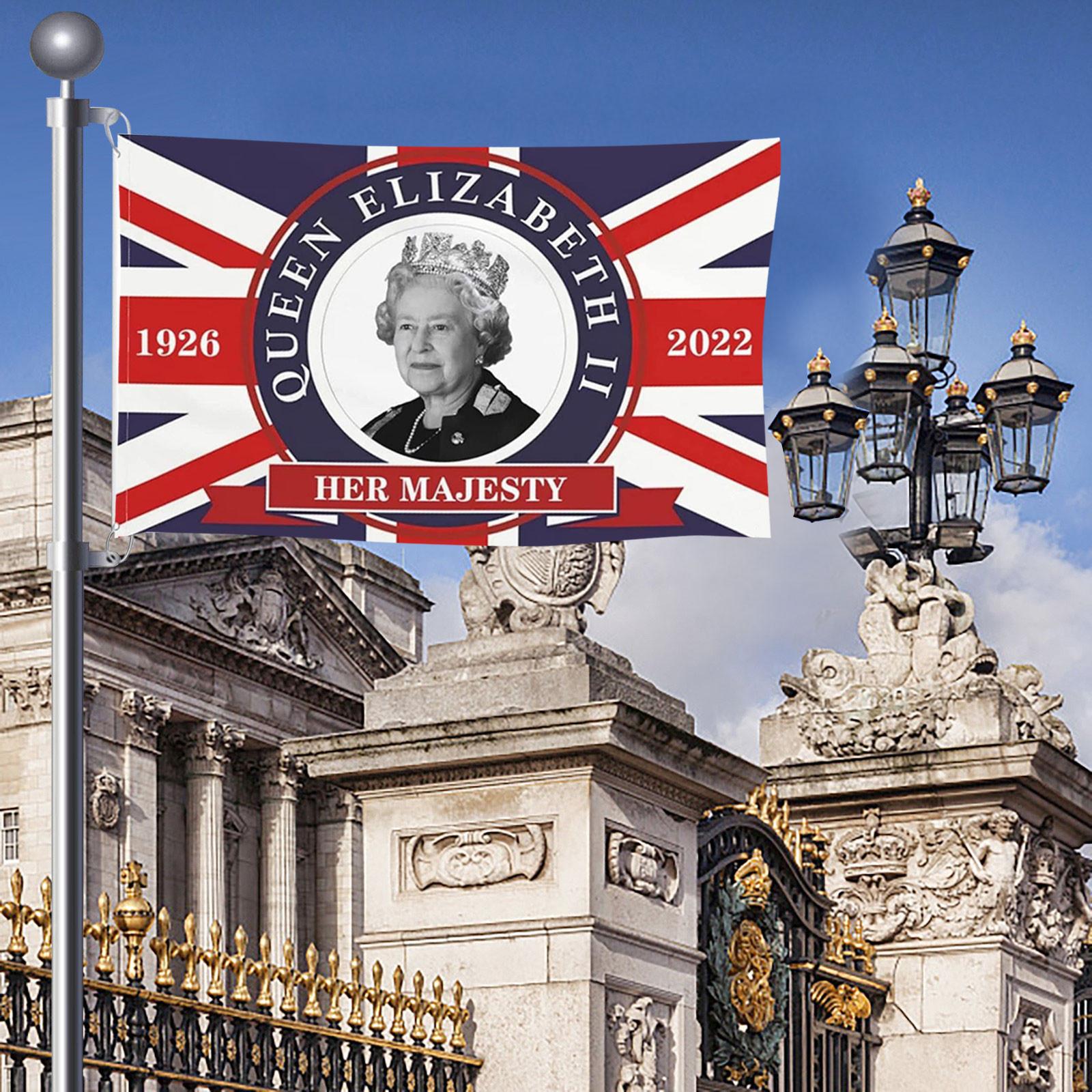 

Флаг 5 футов X 3 фута в память о Елизавете II Флаг Баннер Британский флаг Украшения