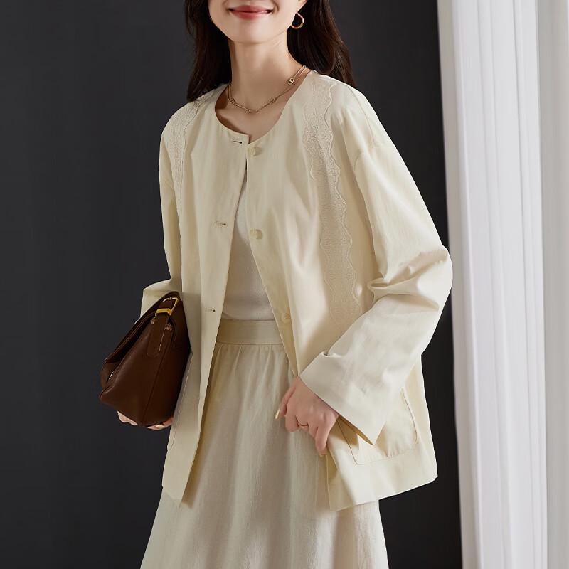 SOFSIL Women s Round Neck Lace Short Coat L