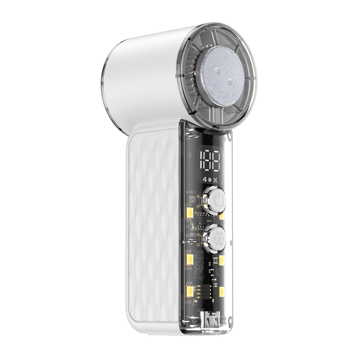 

199-Speed Mecha Style Handheld Mini Fan: Portable LED-Display Cooler with Ice Pack 106*24*46 білий
