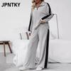 JPNTKY Dámské Módní Ležérní Dlouhý Rukáv V-výstřih Kalhotové Kostýmy