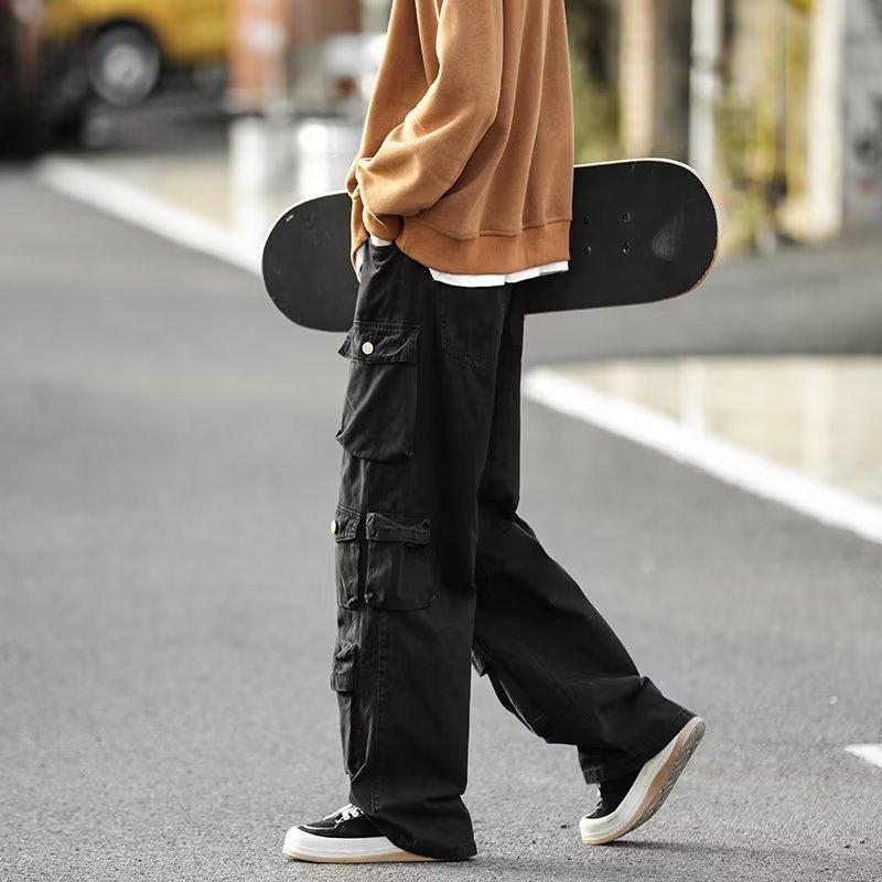 Cargo Pants Multi-pockets Tooling Pant Harajuku Men's Vintage Loose Wide Leg Pants Streetwear Casual Hip-hop Mopping Trousers