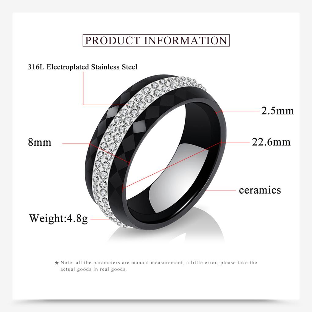 WUUISDNX Durable Ceramic Ring For Fashionable Women Versatile And Stylish Fashion Rings Ceramics Rings For Wedding Women Rings, white, Size 9
