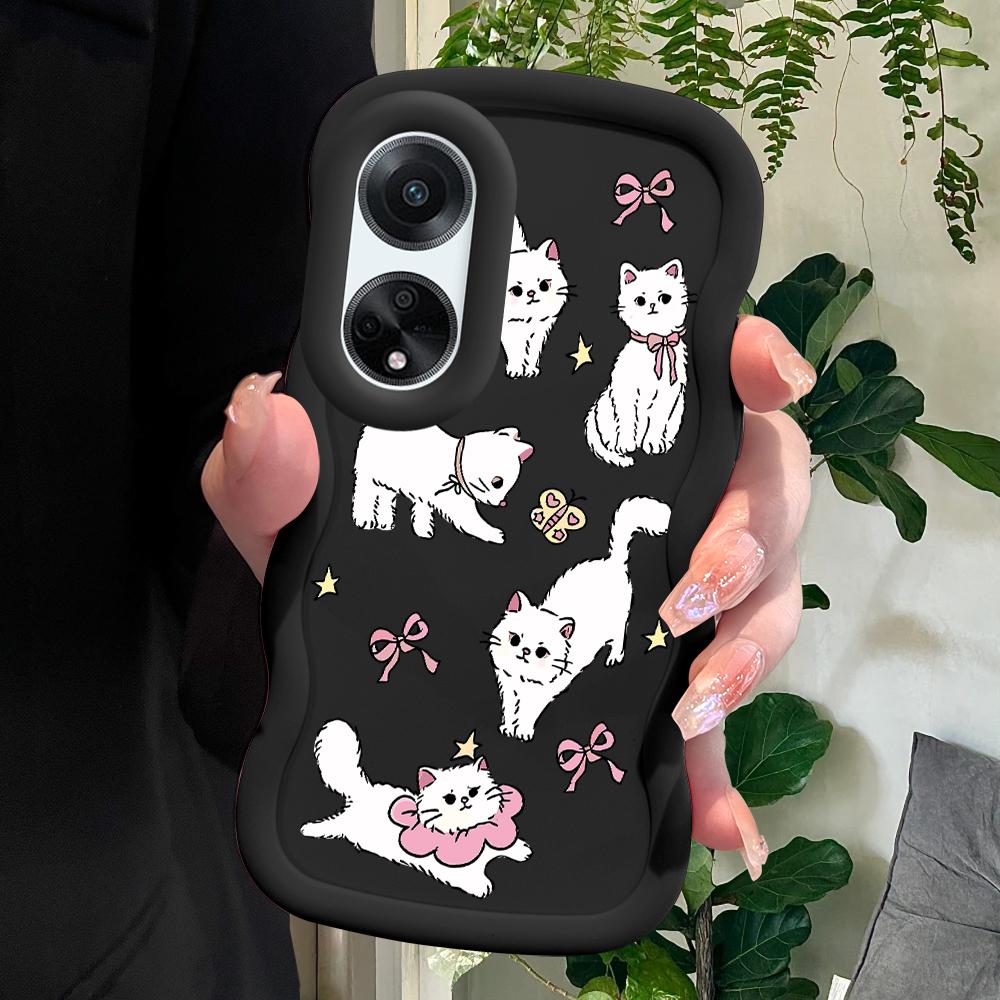 

Окрашенный узор Big Wave Edge Мягкий силиконовый материал Macaron чехол для телефона противоударный защитный резиновый чехол для OPPO Reno Realme Realme C25S чёрный