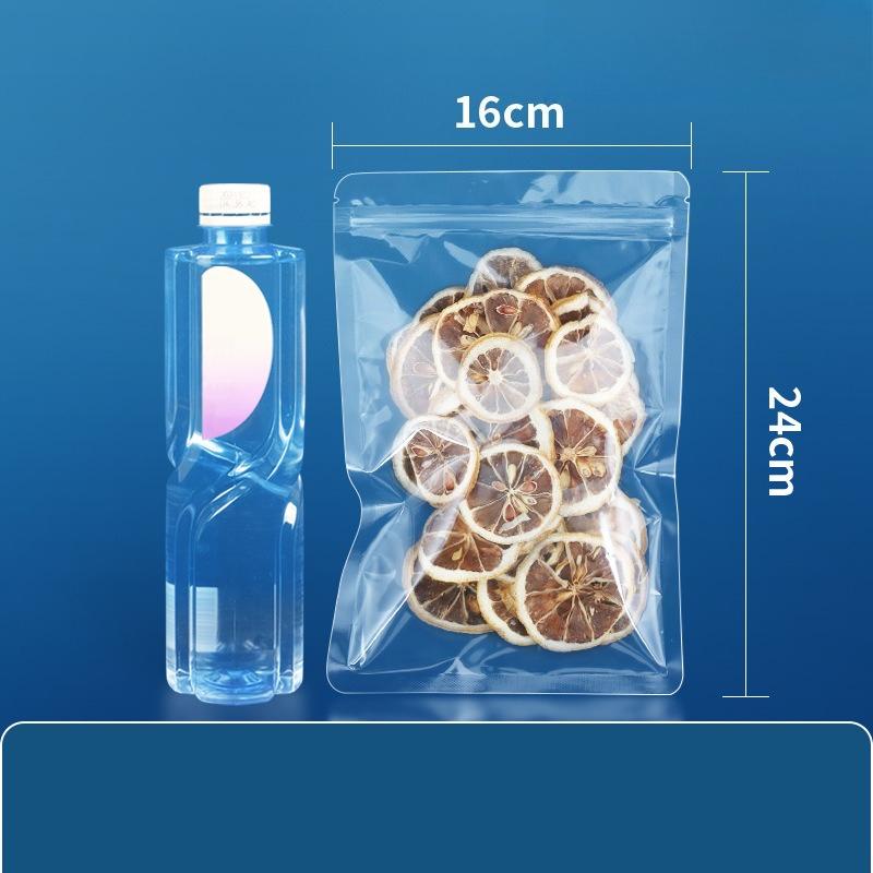 Double Layered 0.14mm Flat Bottom Seal Pocket Transparent Plastic Sealed Bag Suitable for Vegetable Dried Fruit Tea Leisure Fruit Packaging Storage