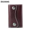Genuine Leather Key Case & Card Holder with Snap Button - Large Capacity, Multi-Functional Vegetable Tanned Cowhide Storage Bag