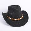 Popular European and American Classic Western Denim Straw Hat, Men's and Women's Fashion Outdoor Sunscreen Sequined Straw Hat