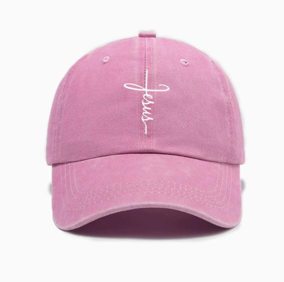 Retro art font printing washed old soft top casual versatile baseball cap unisex hat