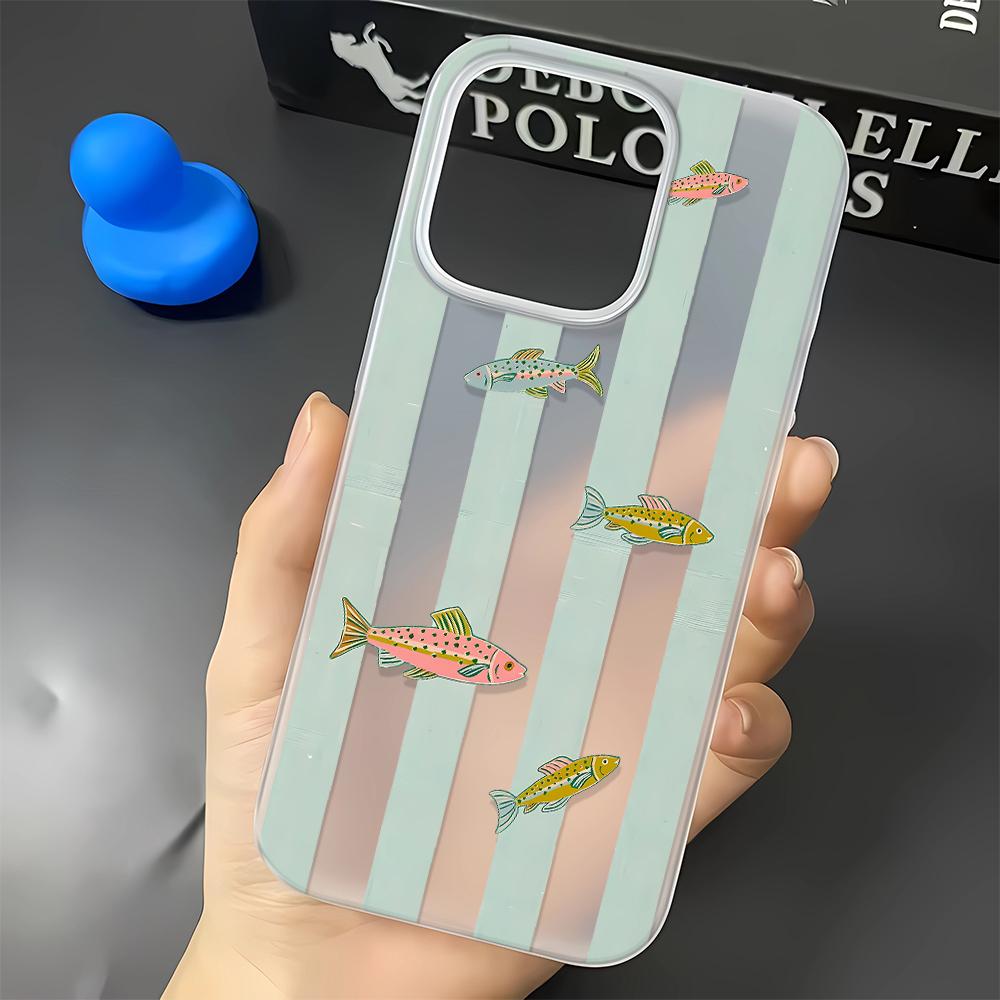 Full Screen Goldfish Shark Phone Case For IPhone 16 15 14 Pro 15 Plus 13 12 11 17 Pro Max Air 14 Plus Soft Silicone Cover Shell