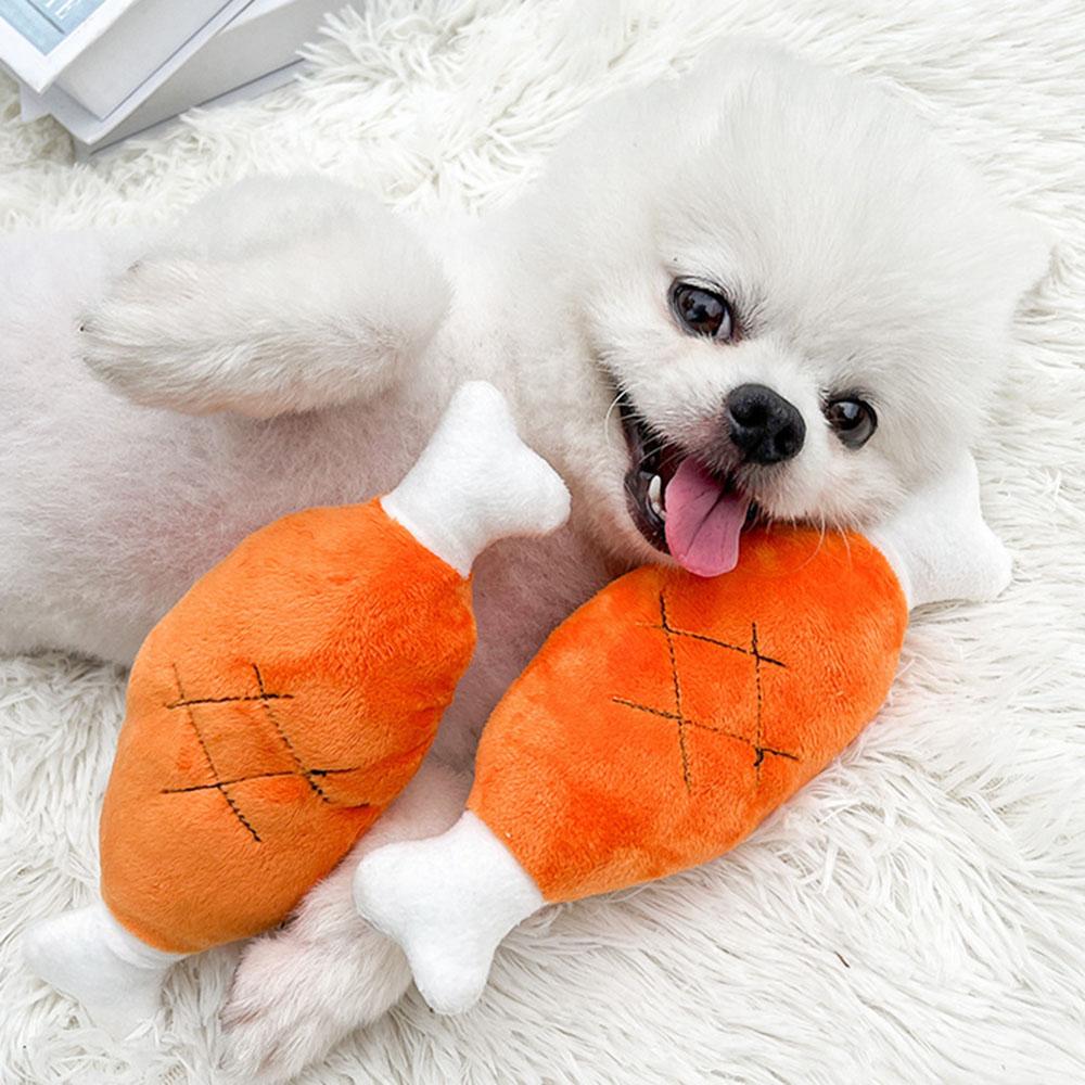 Plush Chicken Leg Dog Chew Toy - Soft Durable Pet Chewing Toy for Small Medium Dogs Puppy Teething Play Supplies