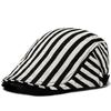 Gorra fina de primavera y verano para hombre, boina de algodón y lino transpirable a rayas, sombrero de sol literario para mujeres jóvenes