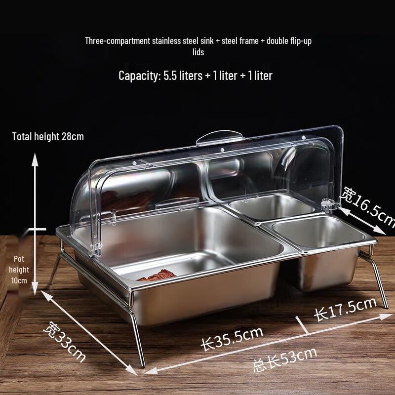 Stainless Steel 3-Compartment Condiment Box