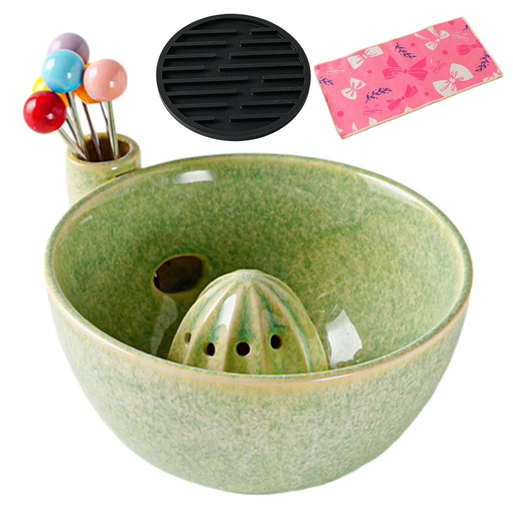 5-Piece Ceramic Berry Washing Bowl with Built-In Spinner Strainer Fruit Vegetable Kitchen Prep