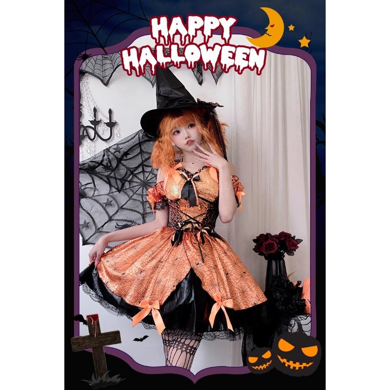 Halloween Adult Costume Witch Costume Masquerade Cos Show Costume Pumpkin Witch Costume Cosplay Dress