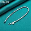 Gioielli con ciondoli per feste in argento sterling 925 con cordino intrecciato da 4 mm
