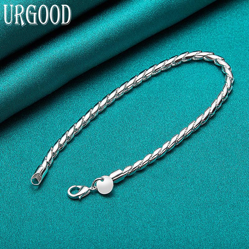 Gioielli con ciondoli per feste in argento sterling 925 con cordino intrecciato da 4 mm