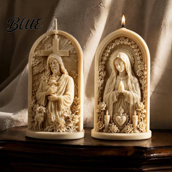 Easy Release Wax Silicone Making Candle Mold Jesus 3D Sculpture Molds Good Shepherd Virgin Religious