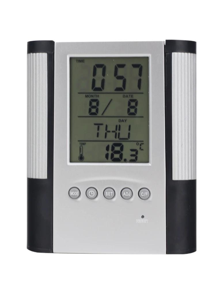 

Вечный календарь, держатель для ручки, противоскользящее основание, отображение даты, времени, определение температуры, настольное хранилище, декоративные часы, держатель для ручки светло-серый