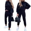 Women's High Neck Long Sleeve Pocket Trousers Two-Piece Set - Casual Autumn Winter Hoodie