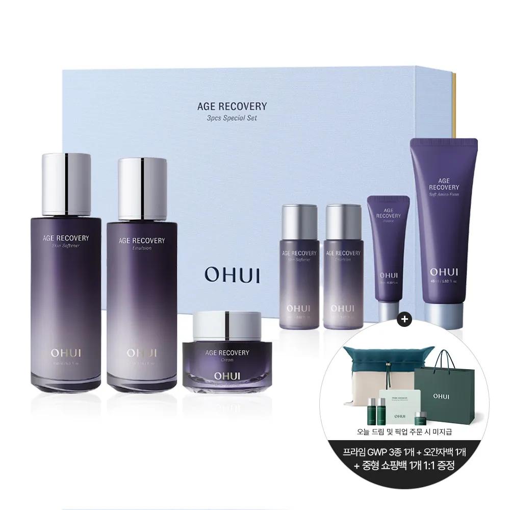 OHUI Age Recovery 3P Set (Skin Softener 150ml+Emulsion 140ml+Cream 25ml+Skin Softener 20ml+Emulsion 20ml+Essence 10ml+Foam Cleanse