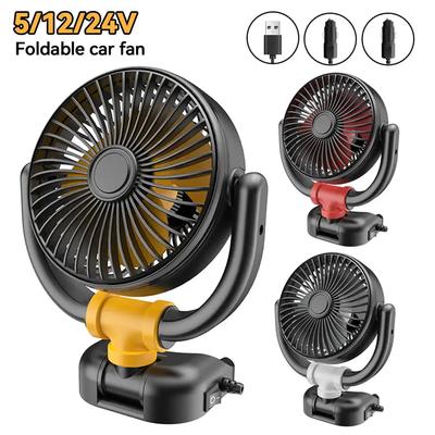 5/12/24V USB Mini Car Fan 360 Degree Rotating Cooling Wind Low Noise Summer Car Air Conditioning Cold Fan Ventilation Car Home