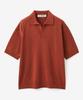BLOND9 Cotton Hash Open Collar Short Sleeve Knit_Red Brick