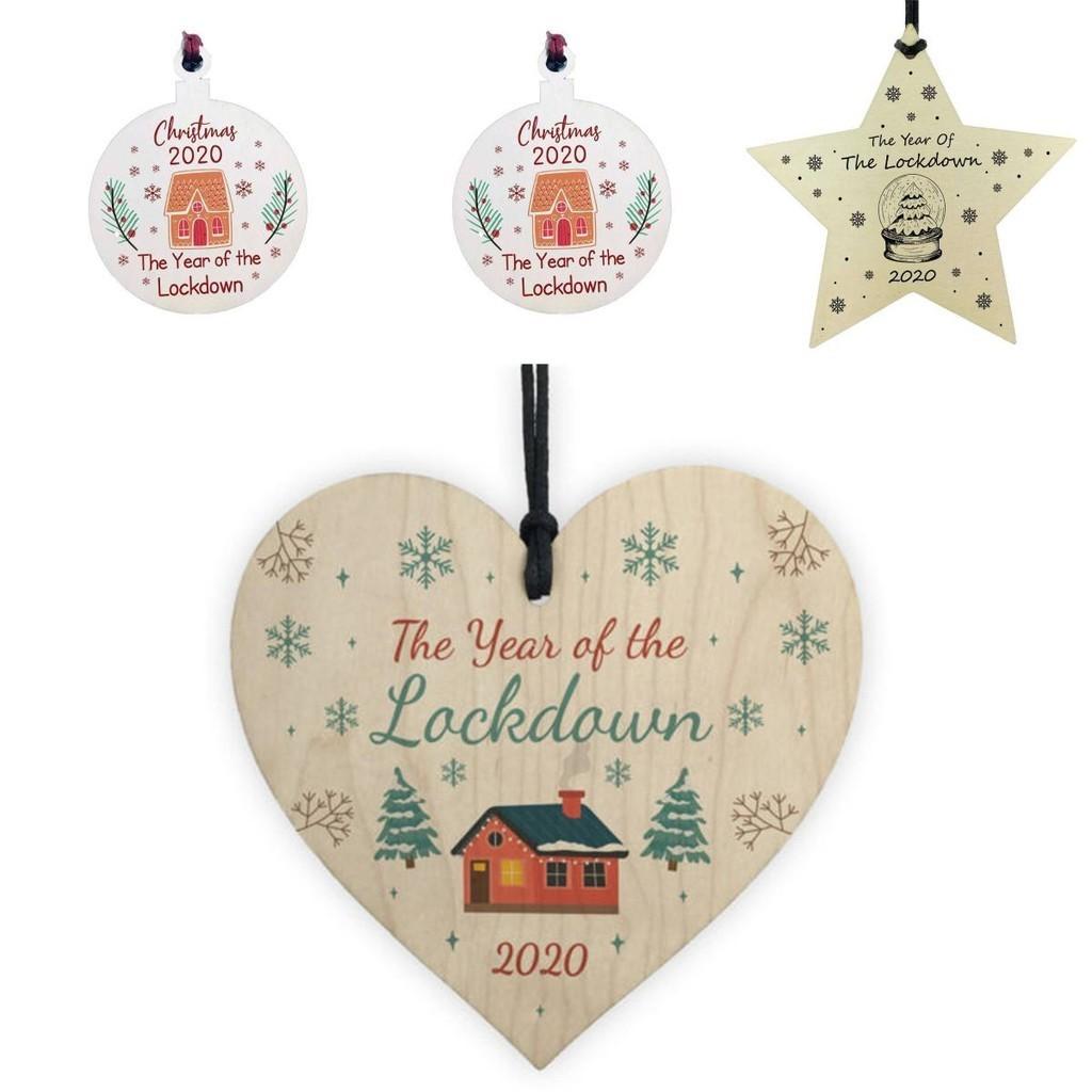 Decorations Gift Christmas Hanging Bauble Wooden The Year Of The 2020 Lockdown