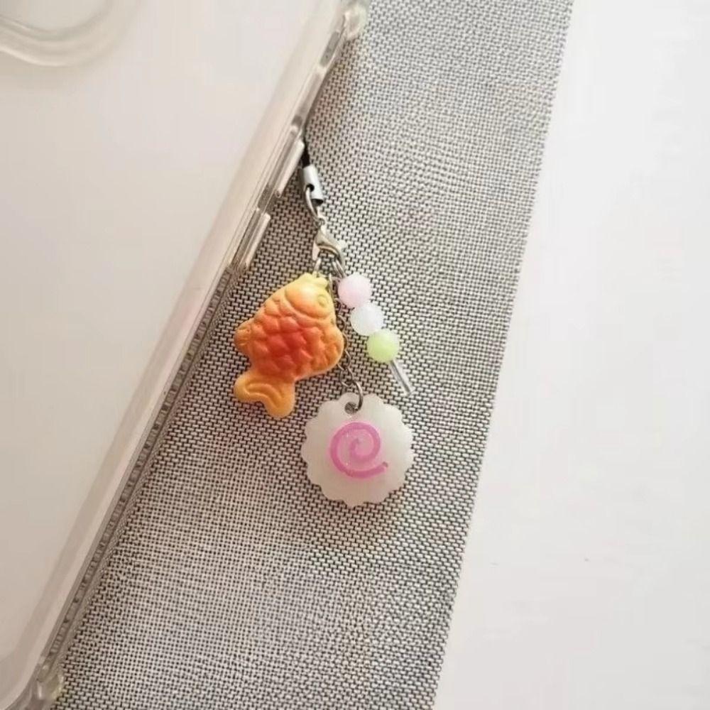 Japanese Food Taiyaki Pendant Street Food Dango Phone Charm Fish Cake Keychain Women Girls